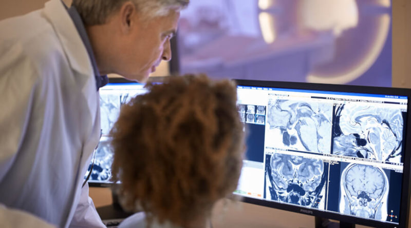 Radiologist interpreting MRI
